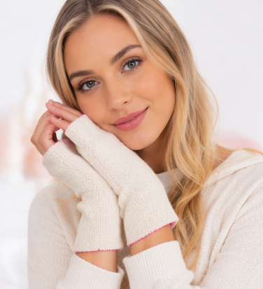 Baby Alpaca Reversible Mittens Pink and Baby Pink – Double-Sided Handmade Alpaca Gloves – Premium Winter Warm Soft Luxury