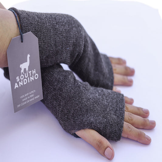 Baby Alpaca Reversible Mittens Blue and Gray – Double-Sided Handmade Alpaca Gloves – Premium Winter Warm Soft Luxury