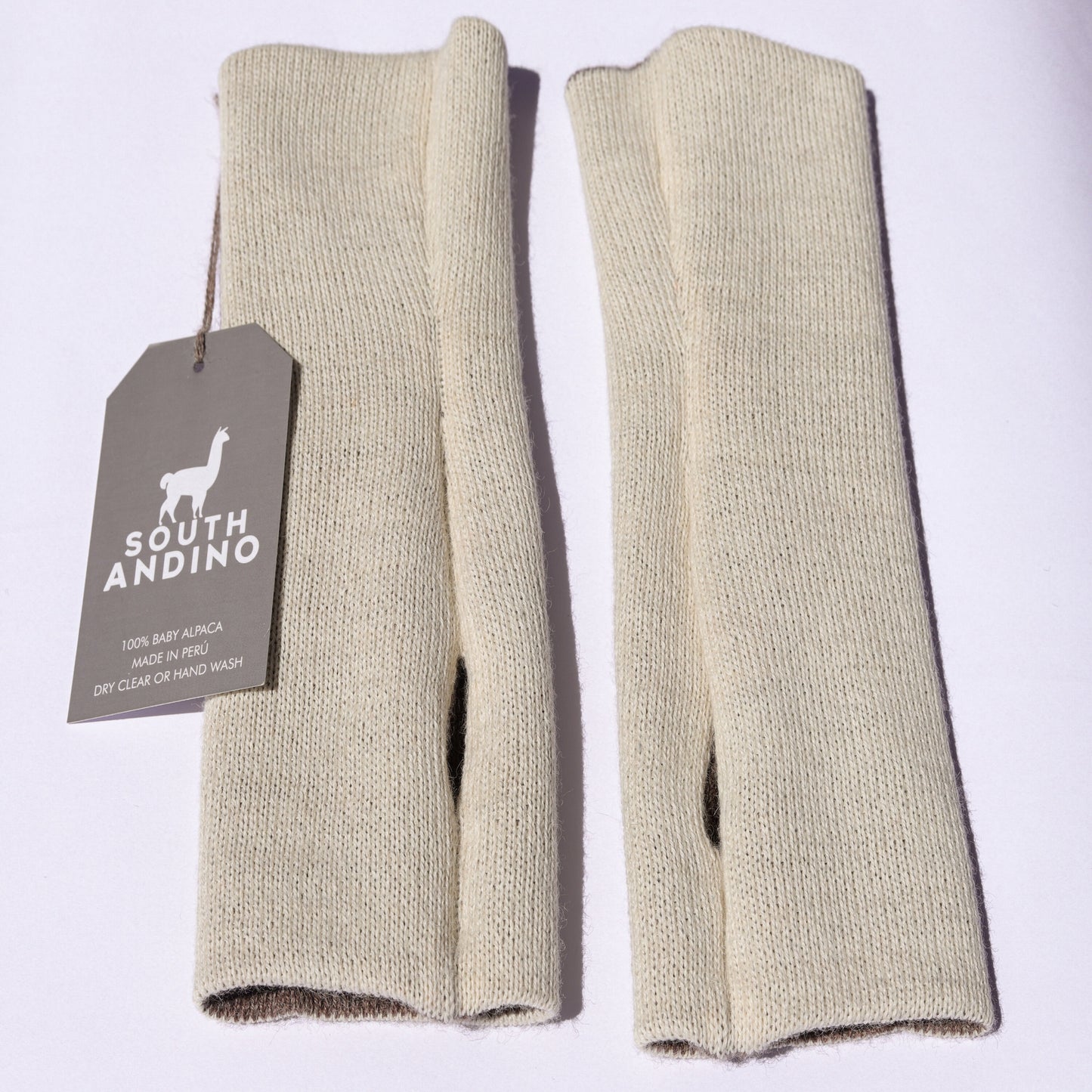Baby Alpaca Reversible Mittens Pearl and Beigi – Double-Sided Handmade Alpaca Gloves – Premium Winter Warm Soft Luxury
