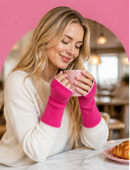 Baby Alpaca Reversible Mittens Pink and Baby Pink – Double-Sided Handmade Alpaca Gloves – Premium Winter Warm Soft Luxury