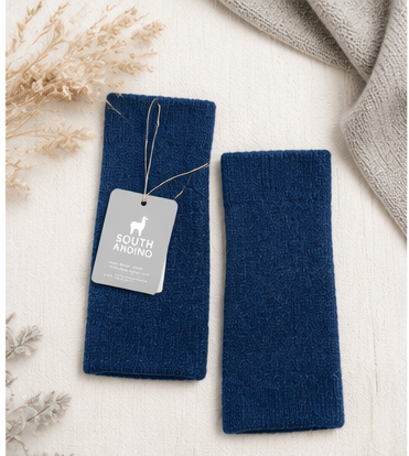 Baby Alpaca Reversible Mittens Blue and Gray – Double-Sided Handmade Alpaca Gloves – Premium Winter Warm Soft Luxury