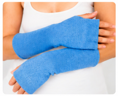 Baby Alpaca Reversible Mittens Blue and Skyblue – Double-Sided Handmade Alpaca Gloves – Premium Winter Warm Soft Luxury