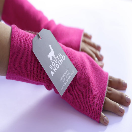 Baby Alpaca Reversible Mittens Pink and Baby Pink – Double-Sided Handmade Alpaca Gloves – Premium Winter Warm Soft Luxury