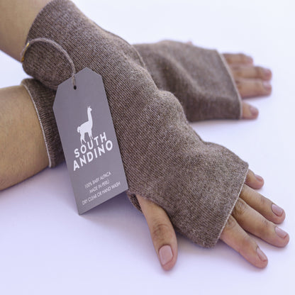 Baby Alpaca Reversible Mittens Pearl and Beigi – Double-Sided Handmade Alpaca Gloves – Premium Winter Warm Soft Luxury
