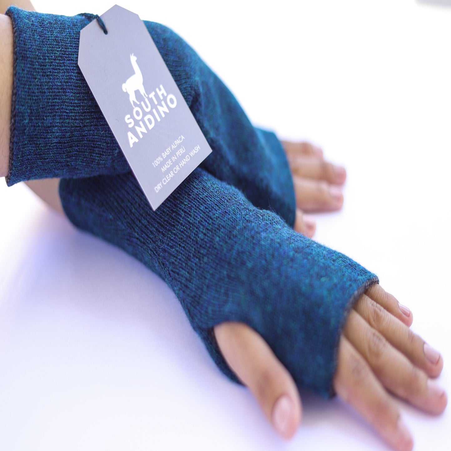 Baby Alpaca Reversible Mittens Blue and Gray – Double-Sided Handmade Alpaca Gloves – Premium Winter Warm Soft Luxury