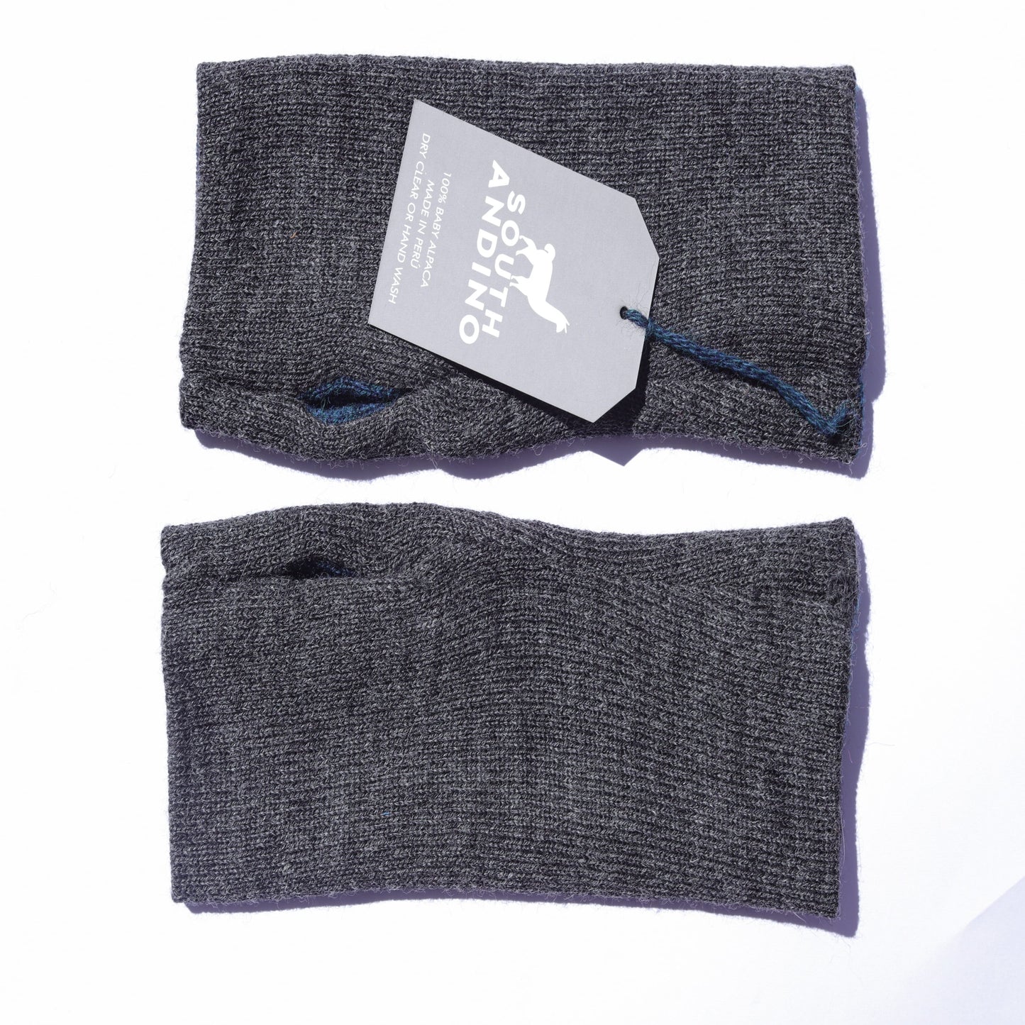 Baby Alpaca Reversible Mittens Blue and Gray – Double-Sided Handmade Alpaca Gloves – Premium Winter Warm Soft Luxury