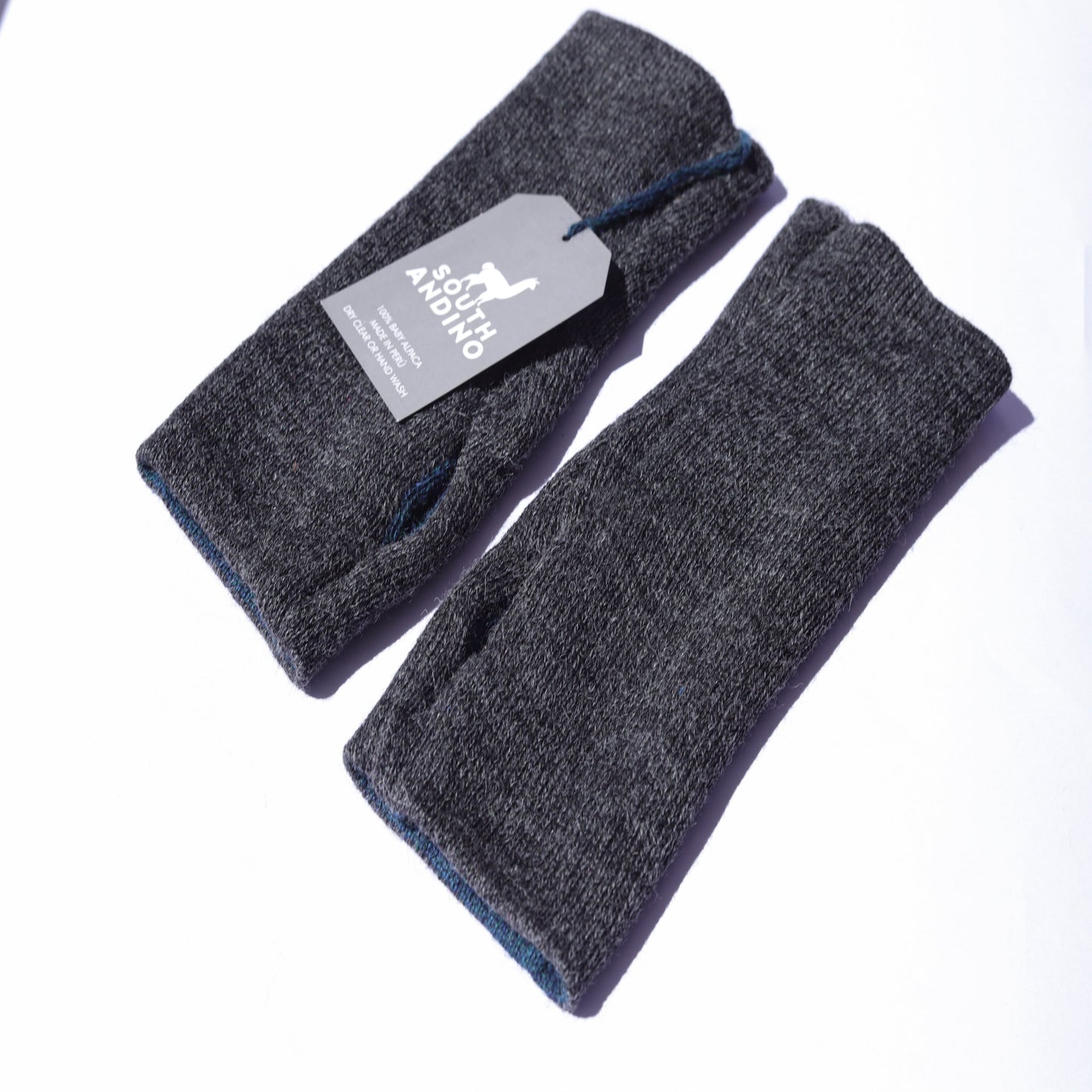 Baby Alpaca Reversible Mittens Blue and Gray – Double-Sided Handmade Alpaca Gloves – Premium Winter Warm Soft Luxury