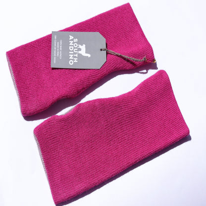 Baby Alpaca Reversible Mittens Pink and Baby Pink – Double-Sided Handmade Alpaca Gloves – Premium Winter Warm Soft Luxury