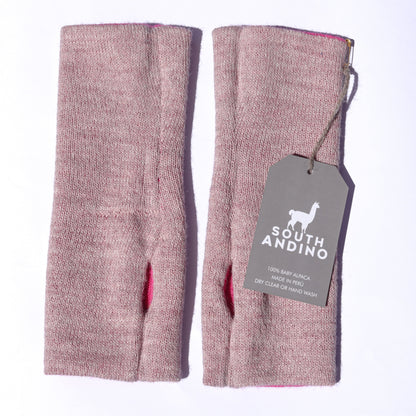 Baby Alpaca Reversible Mittens Pink and Baby Pink – Double-Sided Handmade Alpaca Gloves – Premium Winter Warm Soft Luxury