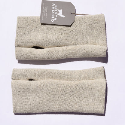 Baby Alpaca Reversible Mittens Pearl and Beigi – Double-Sided Handmade Alpaca Gloves – Premium Winter Warm Soft Luxury