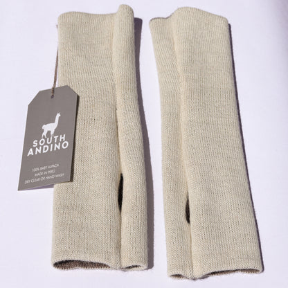 Baby Alpaca Reversible Mittens Pearl and Beigi – Double-Sided Handmade Alpaca Gloves – Premium Winter Warm Soft Luxury