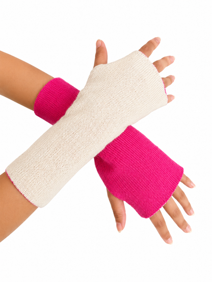Baby Alpaca Reversible Mittens Pink and Baby Pink – Double-Sided Handmade Alpaca Gloves – Premium Winter Warm Soft Luxury