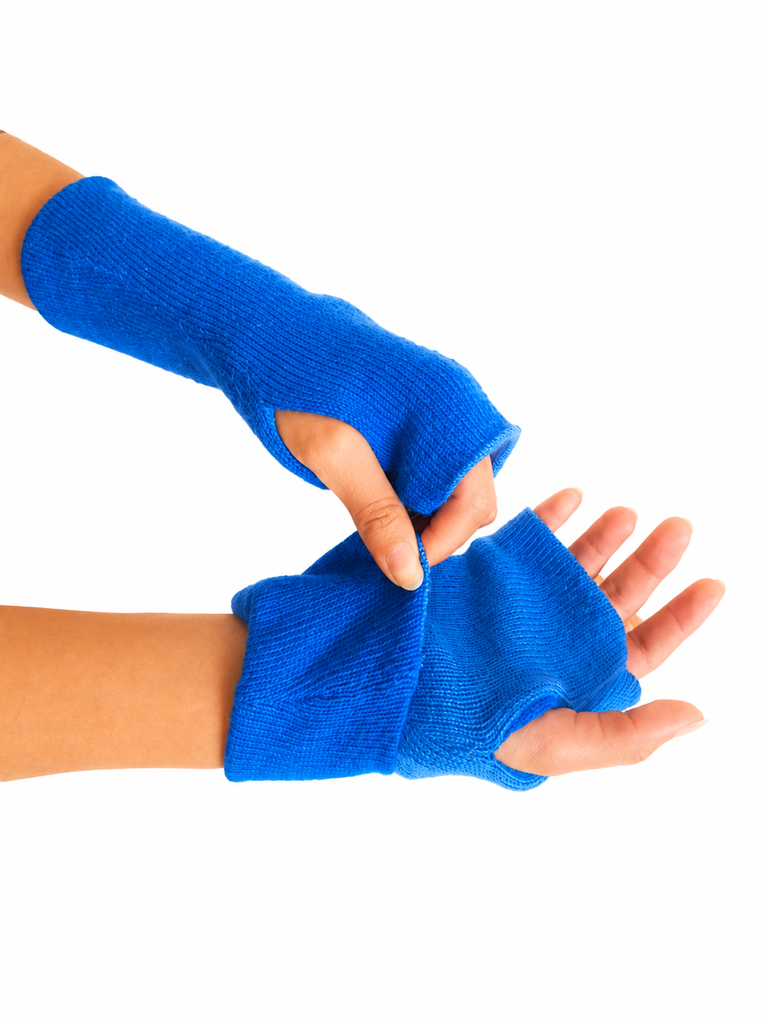 Baby Alpaca Reversible Mittens Blue and Skyblue – Double-Sided Handmade Alpaca Gloves – Premium Winter Warm Soft Luxury