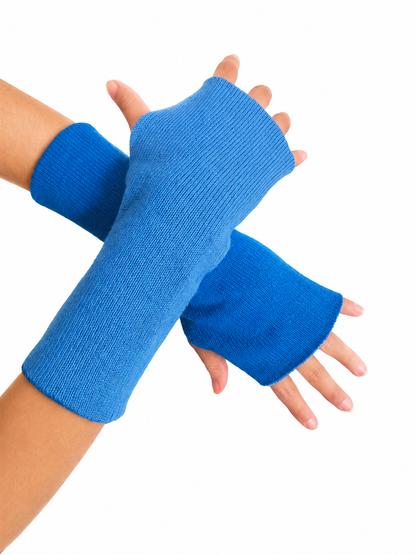 Baby Alpaca Reversible Mittens Blue and Skyblue – Double-Sided Handmade Alpaca Gloves – Premium Winter Warm Soft Luxury