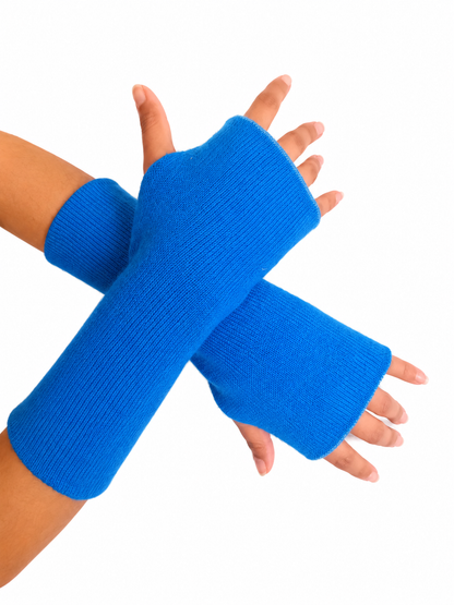 Baby Alpaca Reversible Mittens Blue and Skyblue – Double-Sided Handmade Alpaca Gloves – Premium Winter Warm Soft Luxury