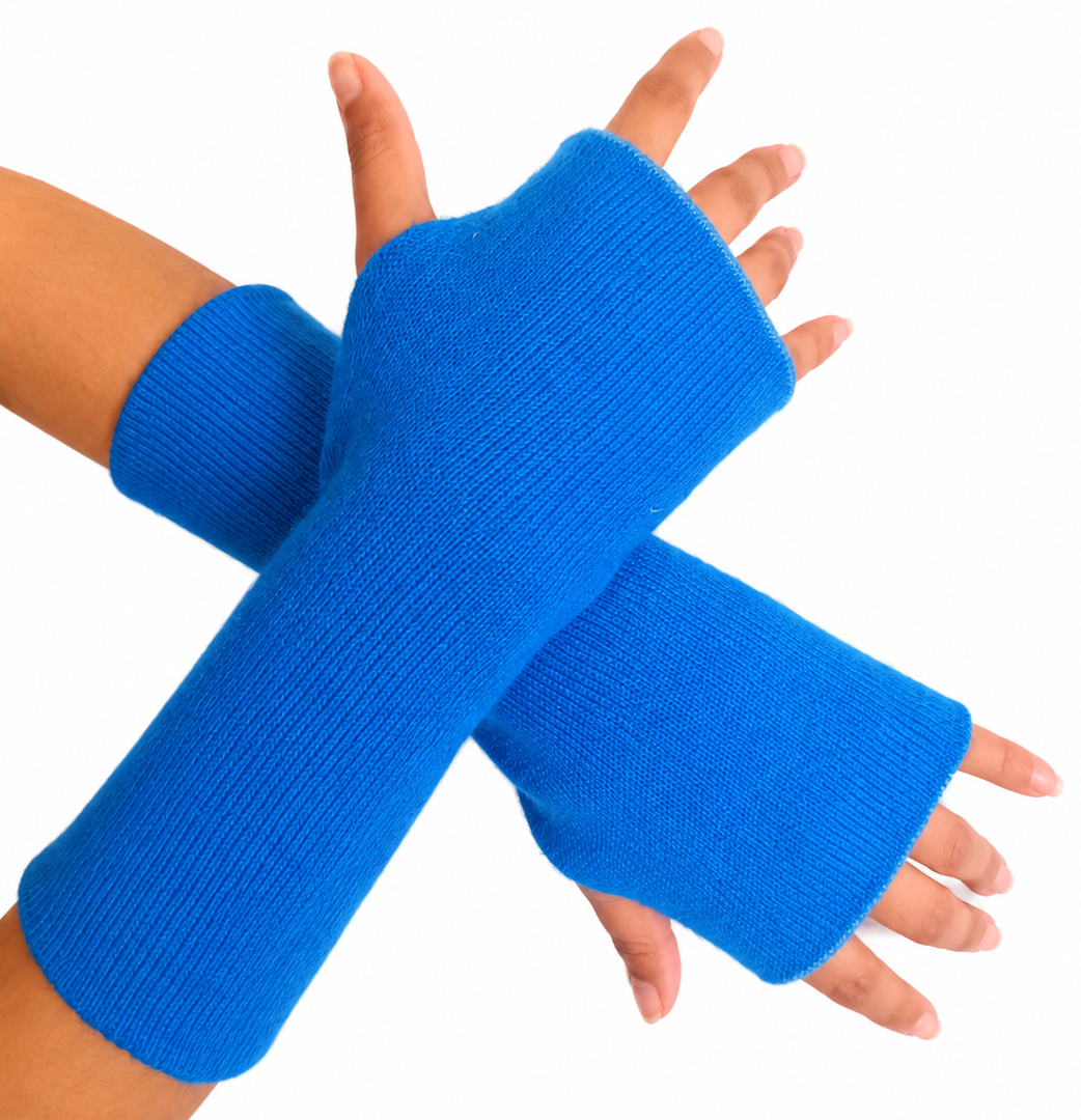 Baby Alpaca Reversible Mittens Blue and Skyblue – Double-Sided Handmade Alpaca Gloves – Premium Winter Warm Soft Luxury