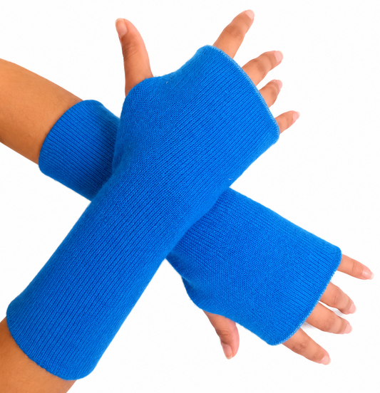 Baby Alpaca Reversible Mittens Blue and Skyblue – Double-Sided Handmade Alpaca Gloves – Premium Winter Warm Soft Luxury