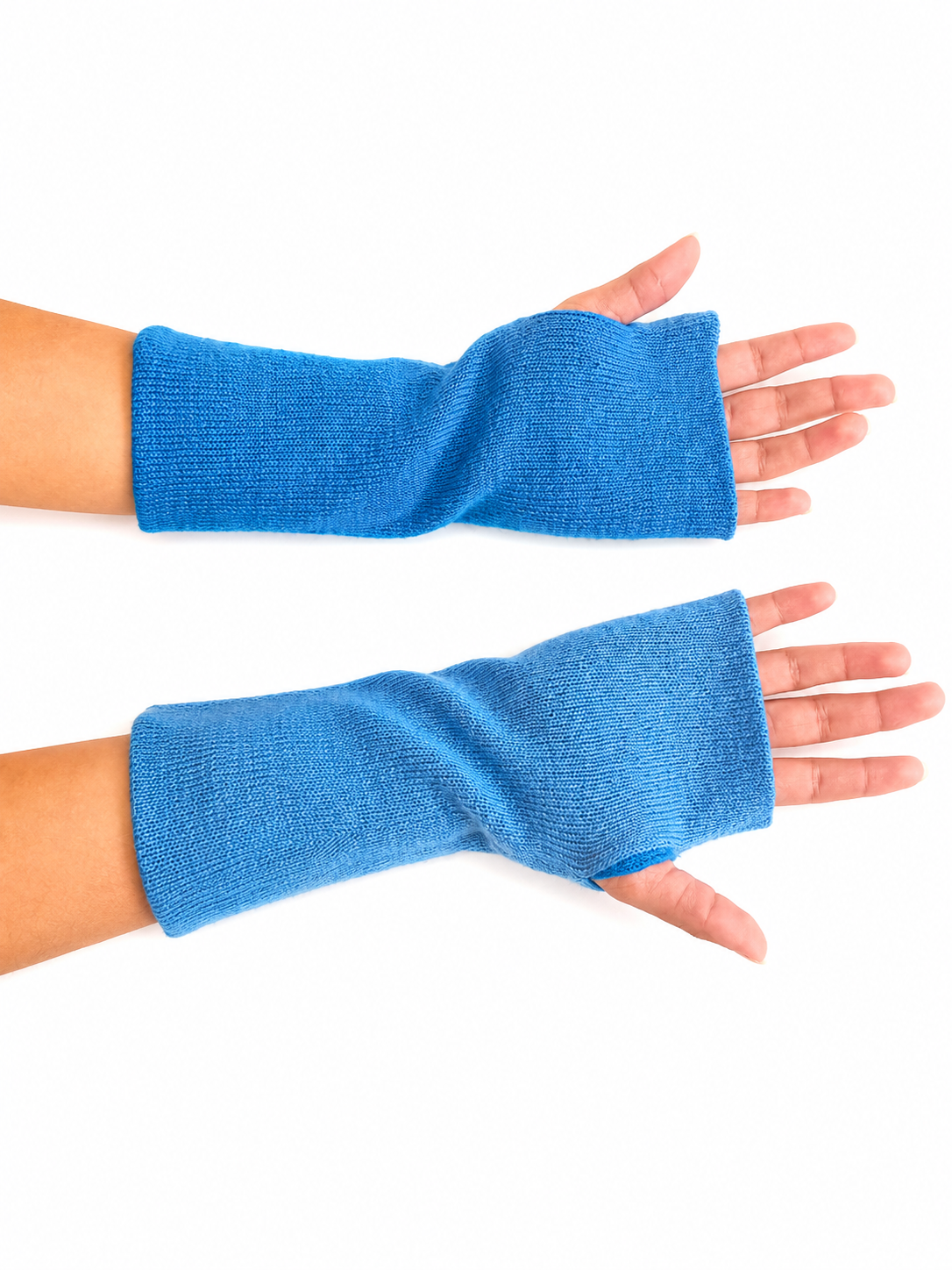 Baby Alpaca Reversible Mittens Blue and Skyblue – Double-Sided Handmade Alpaca Gloves – Premium Winter Warm Soft Luxury