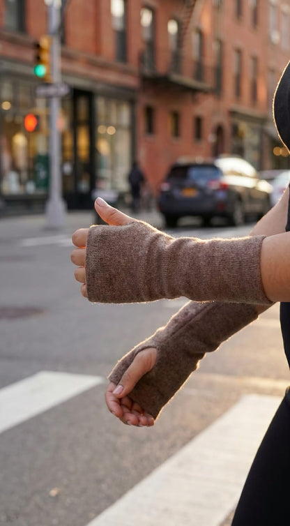 Baby Alpaca Reversible Mittens  Bronw and Beige – Double-Sided Alpaca Gloves – Premium Winter Warm Soft Luxury