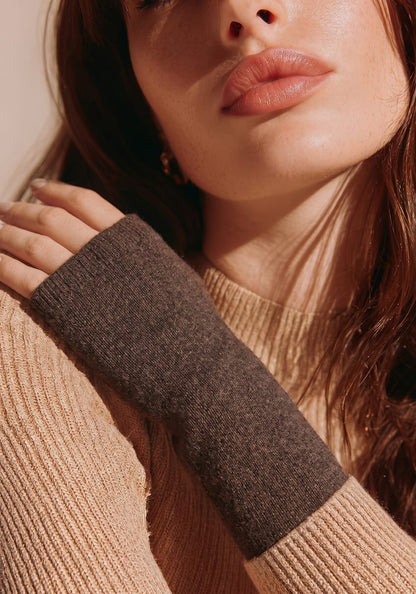 Baby Alpaca Reversible Mittens  Bronw and Beige – Double-Sided Alpaca Gloves – Premium Winter Warm Soft Luxury