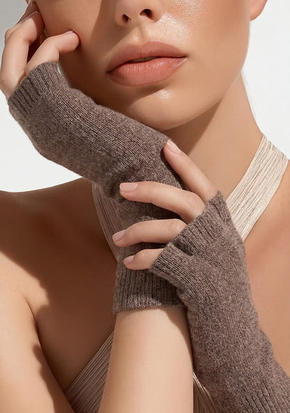 Baby Alpaca Reversible Mittens  Bronw and Beige – Double-Sided Alpaca Gloves – Premium Winter Warm Soft Luxury